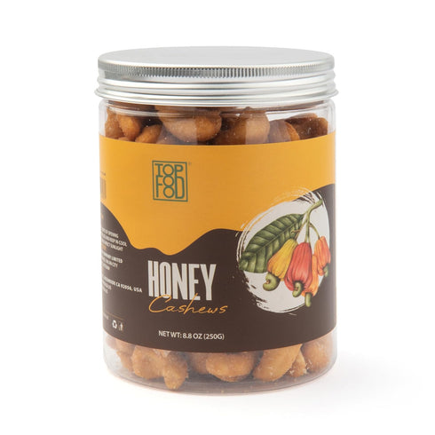 TopFood Premium Roasted Cashews, Honey Coated Whole, Vegan, Healthy Snack, Plant-Based Protein