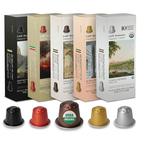 Organic USDA Caf Romano Coffee Aluminum Espresso Pods For Nespresso Original Machine