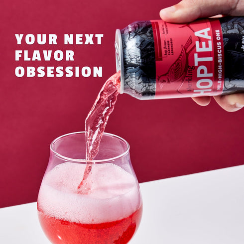 16fl oz (Pack 12) HOPLARK Sparkling HopTea THE MILE HIGH-BISCUS ONE, Tall Cans of Hibiscus Tea with Lemondrop