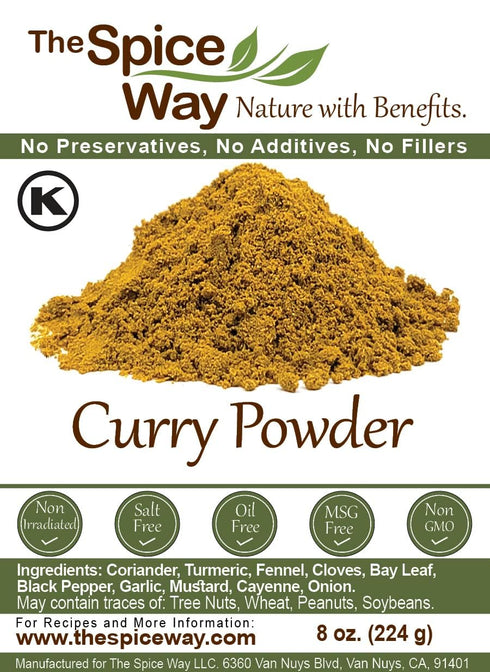 The Spice Way Curry Powder - Authentic Seasoning, Salt Free, No Preservatives, 8 oz