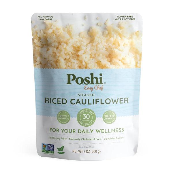 POSHI Riced Cauliflower | All Natural, Fully Cooked, Ready to Eat, Non-GMO,