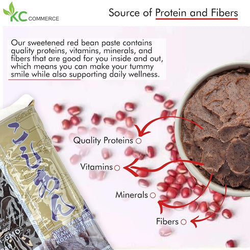 KC Commerce 14oz (Pack 2, 14, Japanese Style Sweetened Red Bean Paste VEGAN & GLUTEN-FREE, NO PRESERVATIVE, NO-MSG