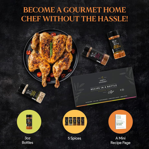 Set 5x 3oz (Packaging Spice Box Gift Bottles | Premium Blends With Recipe Cards | Best Gift for Foodies | Recipe in a