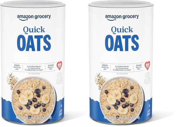 Amazon Grocery, Quick Cook Oats, 18 Oz (Pack of 2)