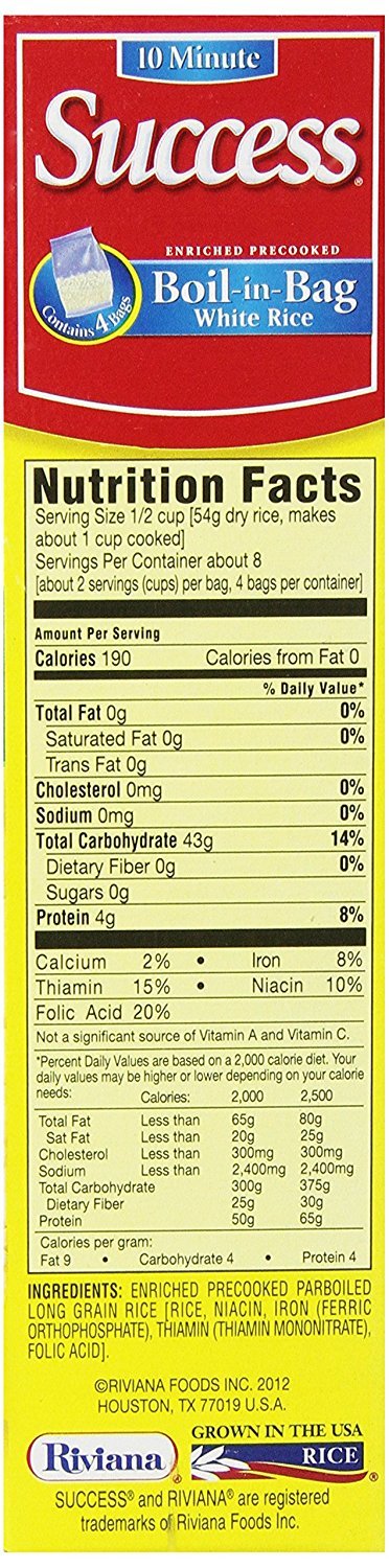 14-Ounce Success Boil-in-Bag Rice, White Rice, Quick and Easy Rice Meals, Box