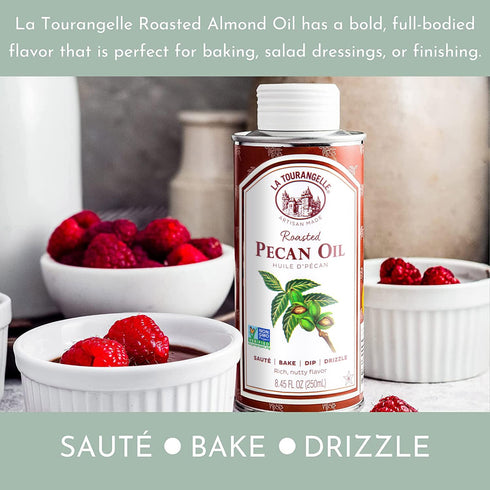 La Tourangelle Roasted Pecan Oil - 8.45 Fl Oz for Cooking, Baking, Butter Substitute, Pasta, and Vinaigrettes