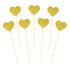 Ercadio Gold Glitter Heart Cupcake Toppers, Sweet Love Theme Cupcake Picks, 40 PCS