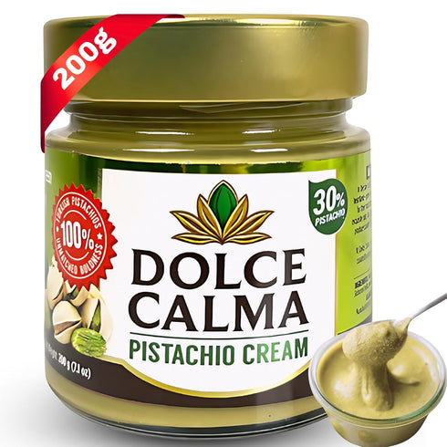 Dolce Calma Turkish Pistachio Cream Spread 200g (7oz) Smooth & Rich, Glass