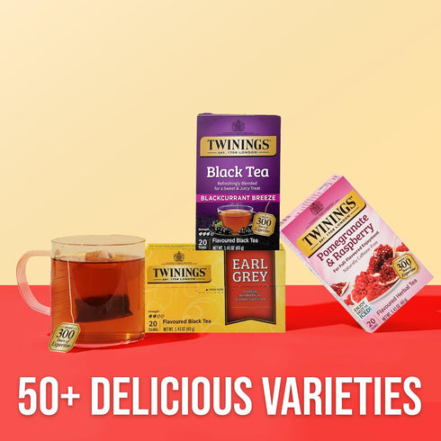 20 Count (Pack 2), 40 Twinings Blackcurrant Breeze Black Tea Individually Wrapped Bags, of Sweet, Tangy Taste