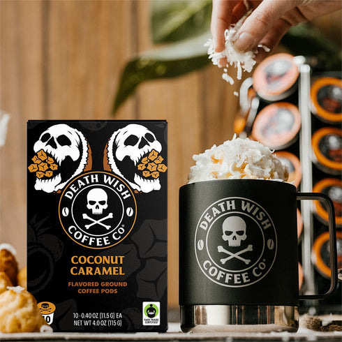 (30 Count) Death Wish Coffee, Coconut Caramel Coffee Pods