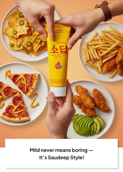 2 4.23 oz Korean Food Saudeep Mildly spicy Hot Sauce, Korean-Style Dipping Sauce, Level Mild Spice, Versatile Sauce