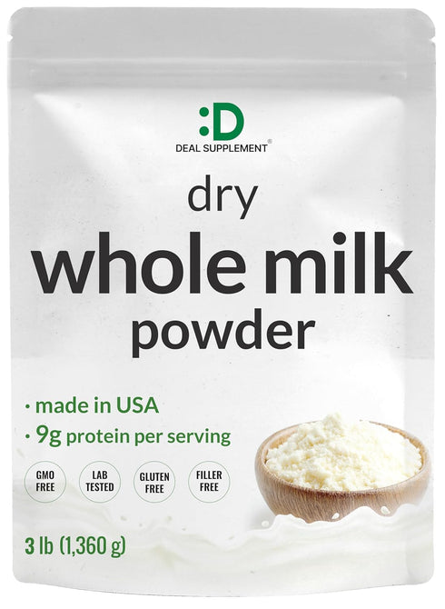 DEAL SUPPLEMENT Dry Whole Milk Powder, 3lbs Natural Pasture Raised Source Made in USA