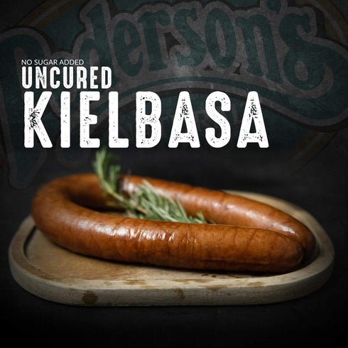 Kielbasa Whole30 (4 Pack, 14oz Pedersons Farms, Uncured Rope Sausage, Pork, Use/Freeze) ea - No Sugar Added, Keto