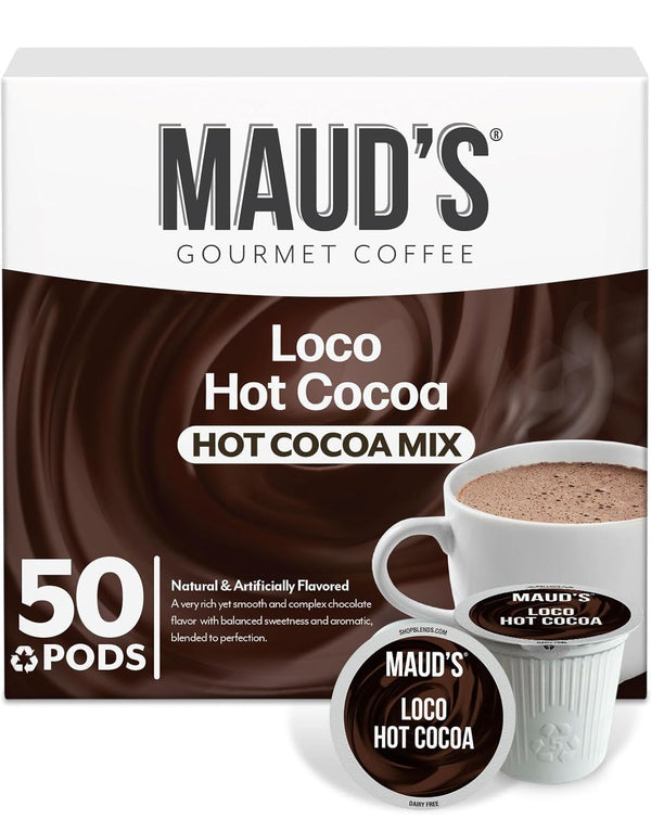 Maud's Dark Hot Chocolate Pods, 50 ct, Single Serve Pods, Compatible with