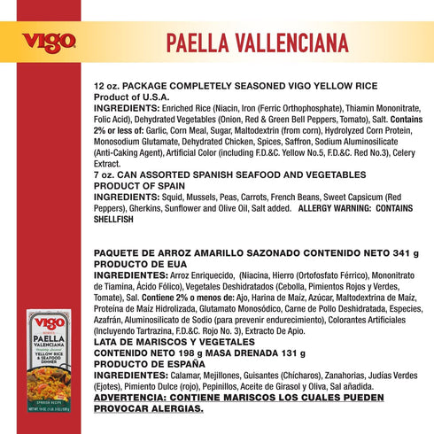 19 (Pack 6)) Vigo Authentic Paella Valenciana, Yellow Rice & Seafood Dinner, Spanish Recipe (Yellow Rice & Seafood