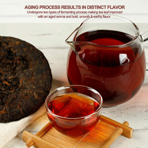 SANRAN Pu erh tea - Aged Ripe Puerh Tea Cake, Chinese Yunnan Fermented Black Teas, 7.1oz/Pack