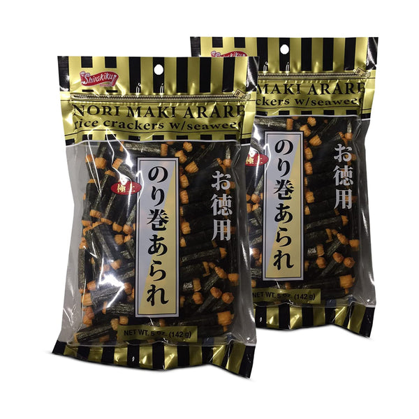Shirakiku Japanese Nori Maki Arare Rice Crackers with | Glutinous Rice, Soy