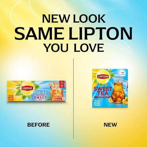 22 (Pack 6) Lipton Family-Sized Black Iced Tea Bags, Southern Sweet Tea ct