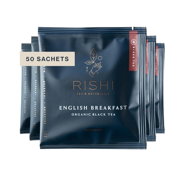 Rishi Tea English Breakfast Tea - Organic Sachet Tea Bags, Energizing &