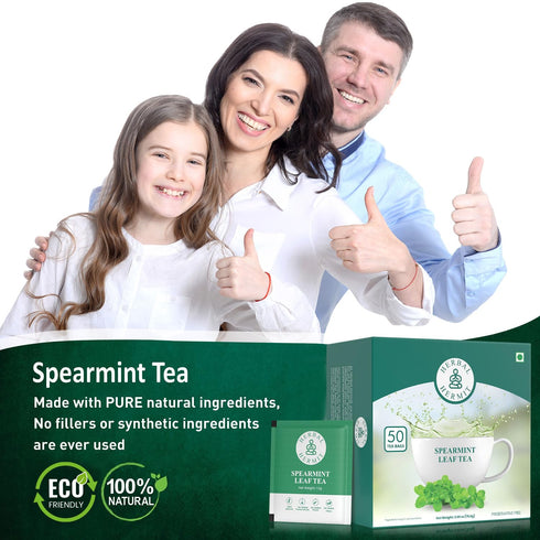 50 Spearmint Tea Bags - Tea Bags - Pure Spearmint Leaves - Caffeine Free Herbal Tea - Natural Digestive Support