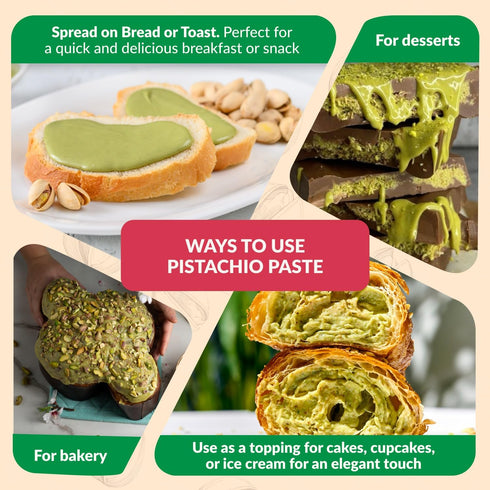 (35.27 oz 1000 Premium Pistachio Cream Spread / G) Ideal for Dubai Chocolate Bar Recipes, Gluten-Free, Cream Cheese