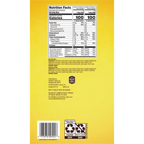 Pack 20 Count 0.92 Oz Snyder's of Hanover Variety Pretzels