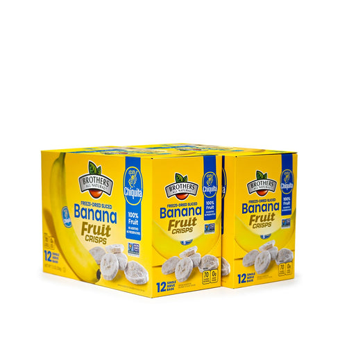 0.59 Oz (Pack 24), 100% Brothers All Natural Freeze Dried Fruit Crisps, Banana, of Made with Fruit, Gluten Free, Soy