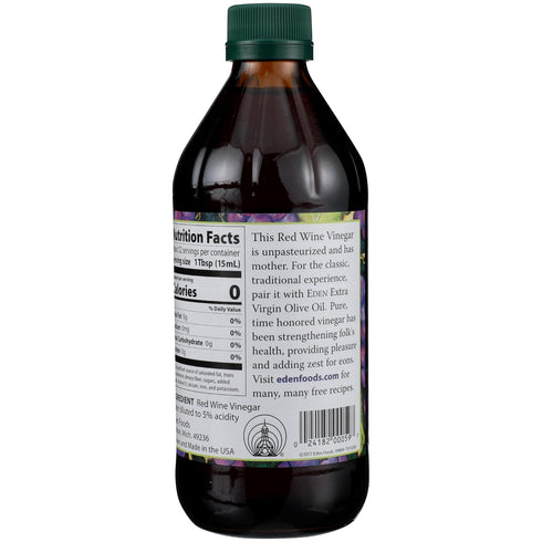 16 Oz Eden Foods, Vinegar Red Wine, Fl