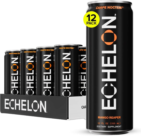 Echelon Pre-Workout Energy Drink - 12-Pack, Mango Reaper - Peak Performance, Sustained
