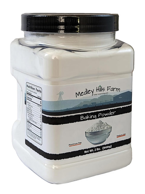 Baking Powder aluminum free by Medley hills farm 2 Lbs. in Reusable Container - Double acting aluminum free baking powder - Kosher - Premium Baking Powder for cooking - Baking - Made in USA