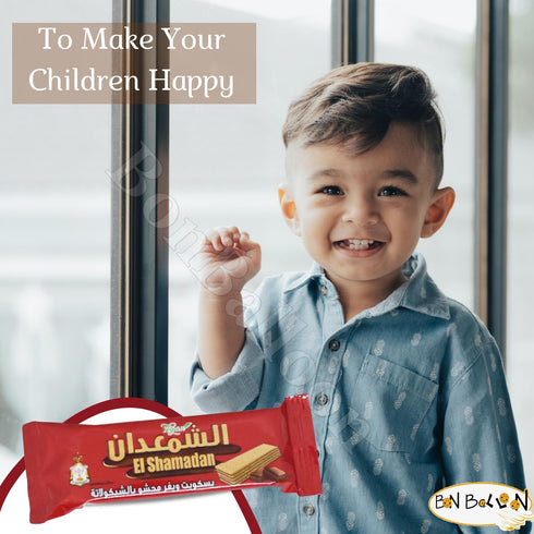 El Shamadan Wafer Biscuits with Premium Chocolate Cookies Roll Wafers - 12 Pcs Delicious Sweet Snacks