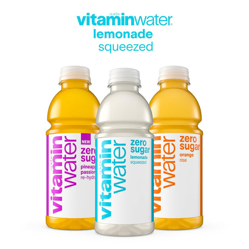 20 oz 12 pack vitaminwater Zero Sugar Squeezed Lemonade Nutrient Enhanced Flavored Water Beverage, fl Bottles