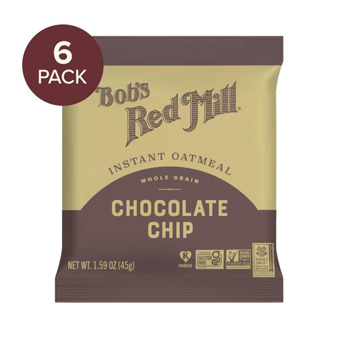 Packets, (1 Box/6 Packets Bob's Red Mill Instant Oatmeal Chocolate Chip per Box), Non-GMO, Gluten Free, Whole Grain