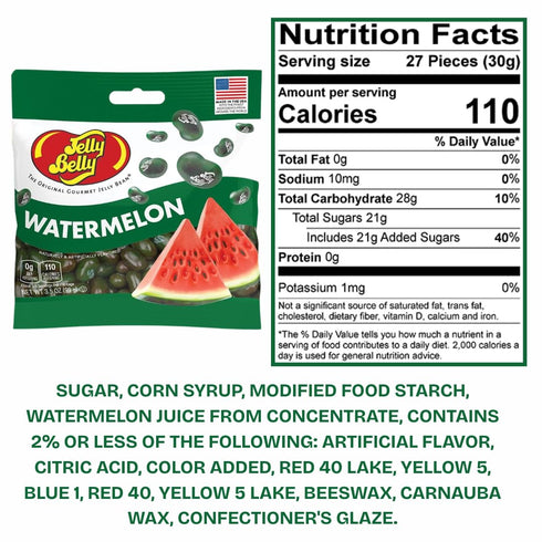 Pack 4 3.5 oz. Jelly Belly Jelly Beans- of - Watermelon - Bags