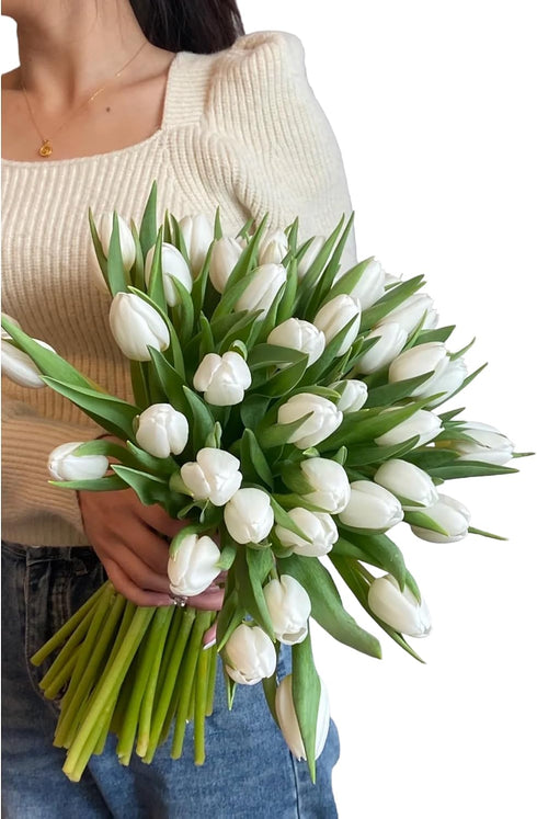 20 Next day delivery White Tulips Fresh Cut Flowers Wheat Field Bouquet Gifts for home decoration birthdays friendship