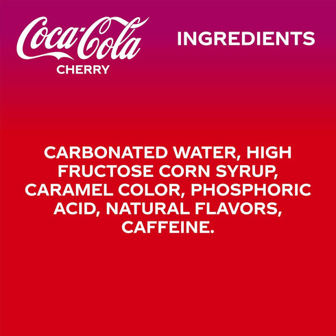 Pack 7.5 oz, 10 Pack Coca-Cola Cherry Soda Soft Drink Fridge Mini Cans, fl