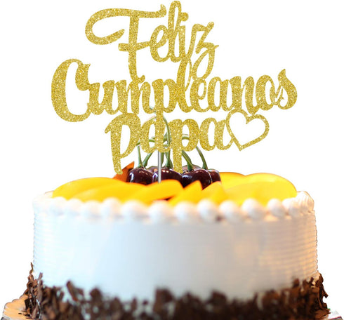 Feliz Cumpleanos Papa Cake Topper, Happy Father's Day Birthday Party Supplies Decoration