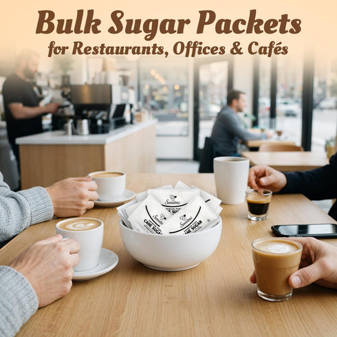 Packets 1000 Count Packets, Packets Sweetmo Sugar Pure Cane White Granulated Sugar Individual Wrapped, Bulk for Coffee