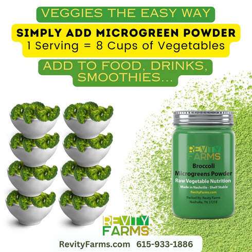 Revity 8 30 Farms Superfood Microgreens Powder - Organic Vegetable Concentrate - Cups Per Teaspoon, Servings