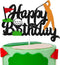 Golf Birthday Cake Topper, Happy Birthday Sign for Sport Themed Party Decorations, Black Glitter Décor