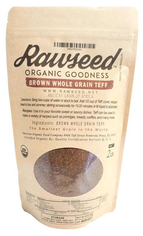 2 Lbs 2 Pack Rawseed Organic Brown Whole Grain African Teff (Rawseed Organic Brown Whole Grain African Teff