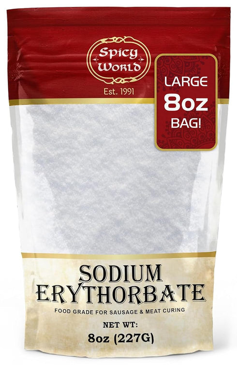 Spicy World Sodium Erythorbate Pure 8oz - Top Food Grade - Great for Sausage