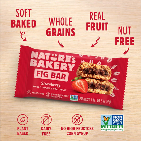 7 12 packs (84 packs) Nature's Bakery Whole Wheat Fig Bars, Strawberry, Real Fruit, Vegan, Non-GMO, Breakfast Bar