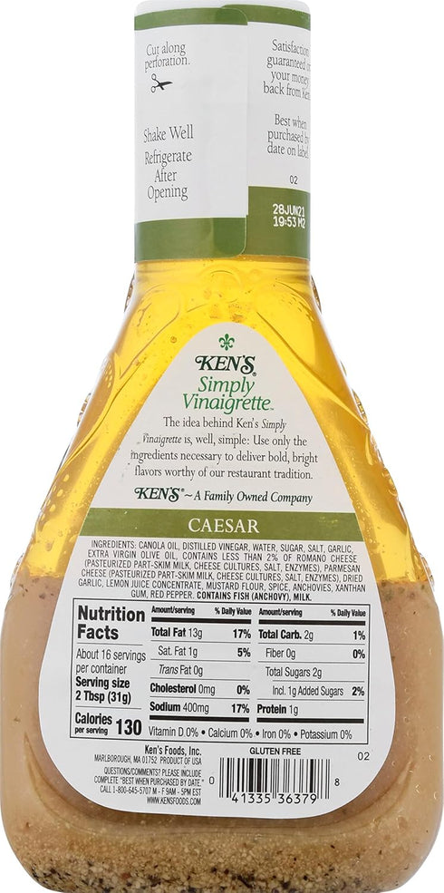 16 oz 2 Pack) Ken's Simply CAESAR Vinaigrette fl (