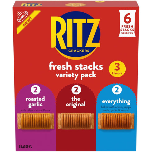 RITZ Fresh Stacks Original, Everything, and Garlic Butter Crackers Variety Pack, Travel