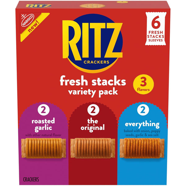 RITZ Fresh Stacks Original, Everything, and Garlic Butter Crackers Variety Pack, Travel