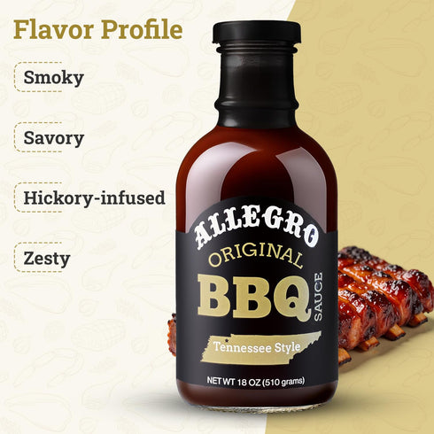 18 Oz (Pack 4) ALLEGRO - The Marinate Everything Marinades| Barbecue Sauce for Chicken, Pork, Ribs & Burgers| Hickory