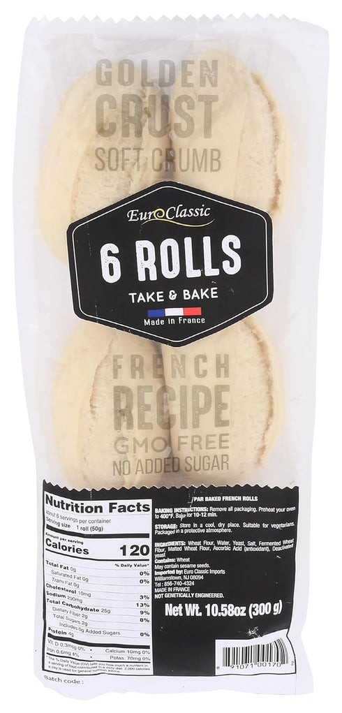 Euro Classic Imports Take And Bake Rolls 6 Count, 10.58 OZ