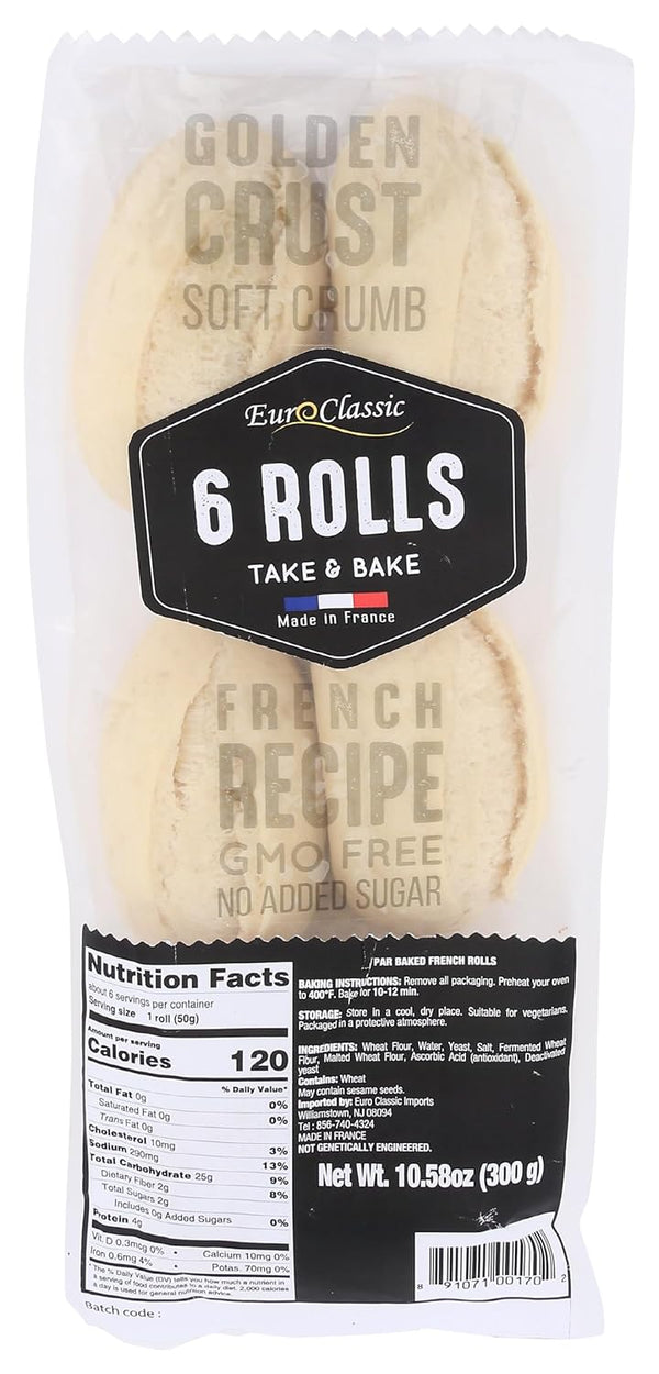 Euro Classic Imports Take And Bake Rolls 6 Count, 10.58 OZ