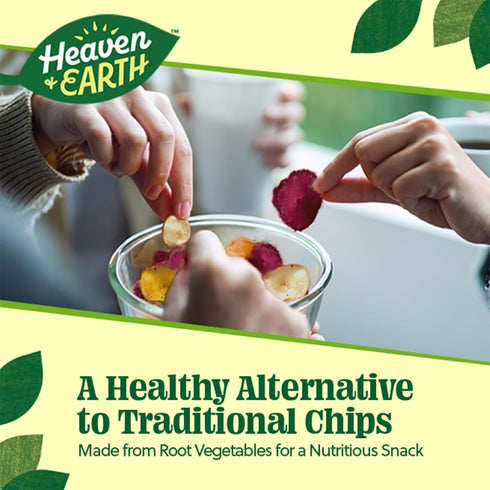 1oz (6 Pack) Heaven & Earth Veggie Chips, Root Vegetable Medley Chips Thin & Crisp | Perfect Snack & Salad Topper | Non
